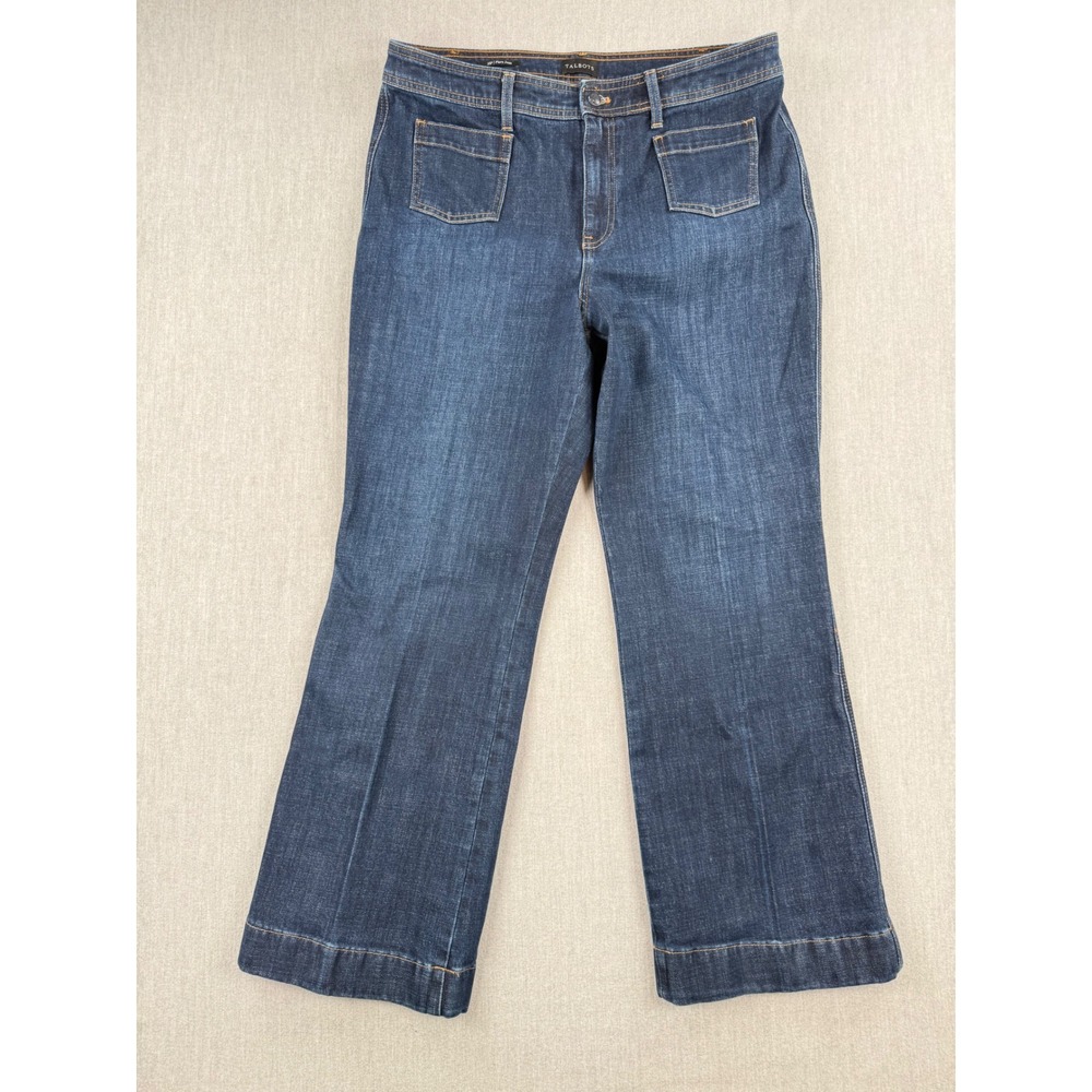 Talbots Flare Jeans Alice Wash Dark Indigo Patch Pocket Denim 16P Womens